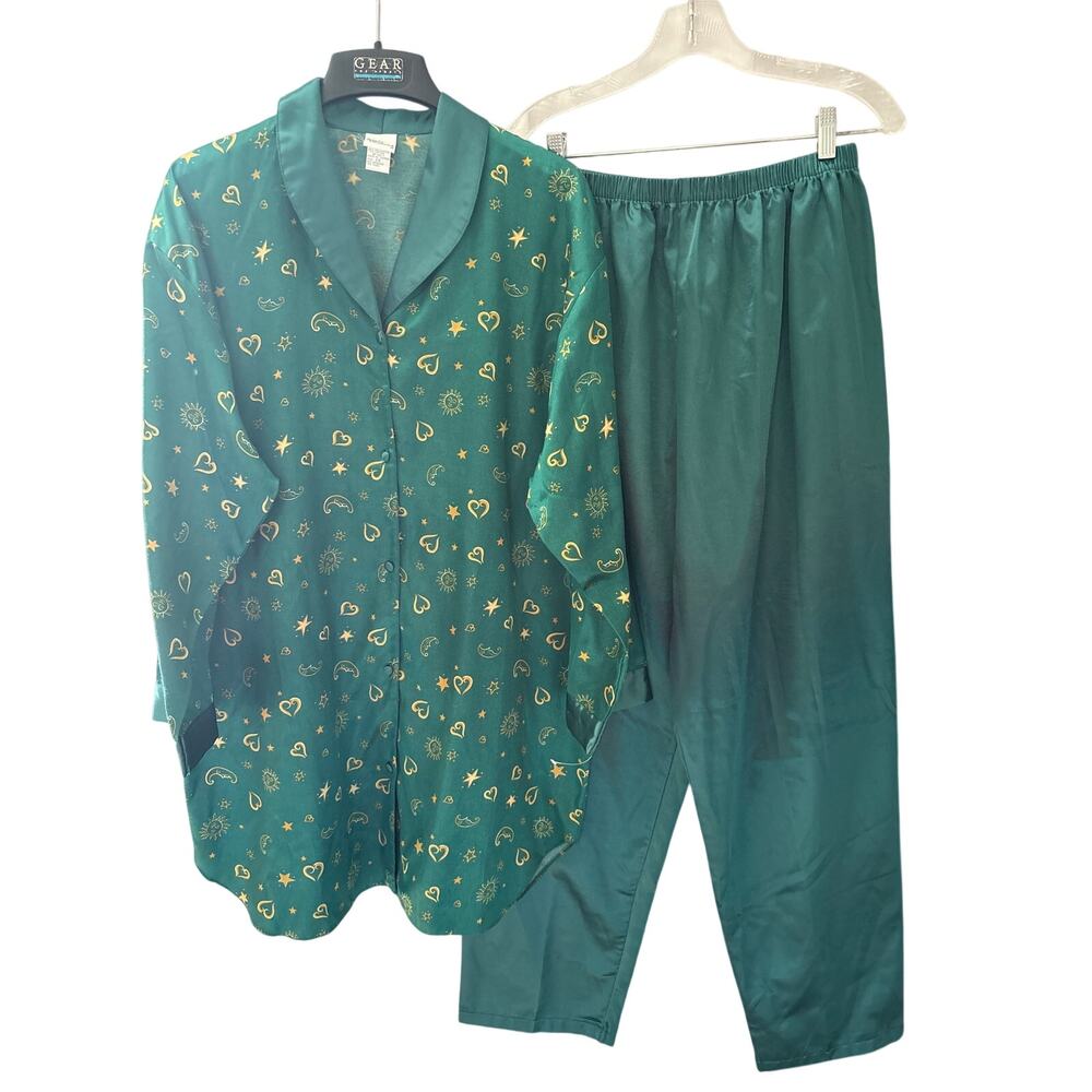 Simple Pleasures Vintage 90s Celestial Sun Moon Stars Plus Size Pajama Set 1x/2x